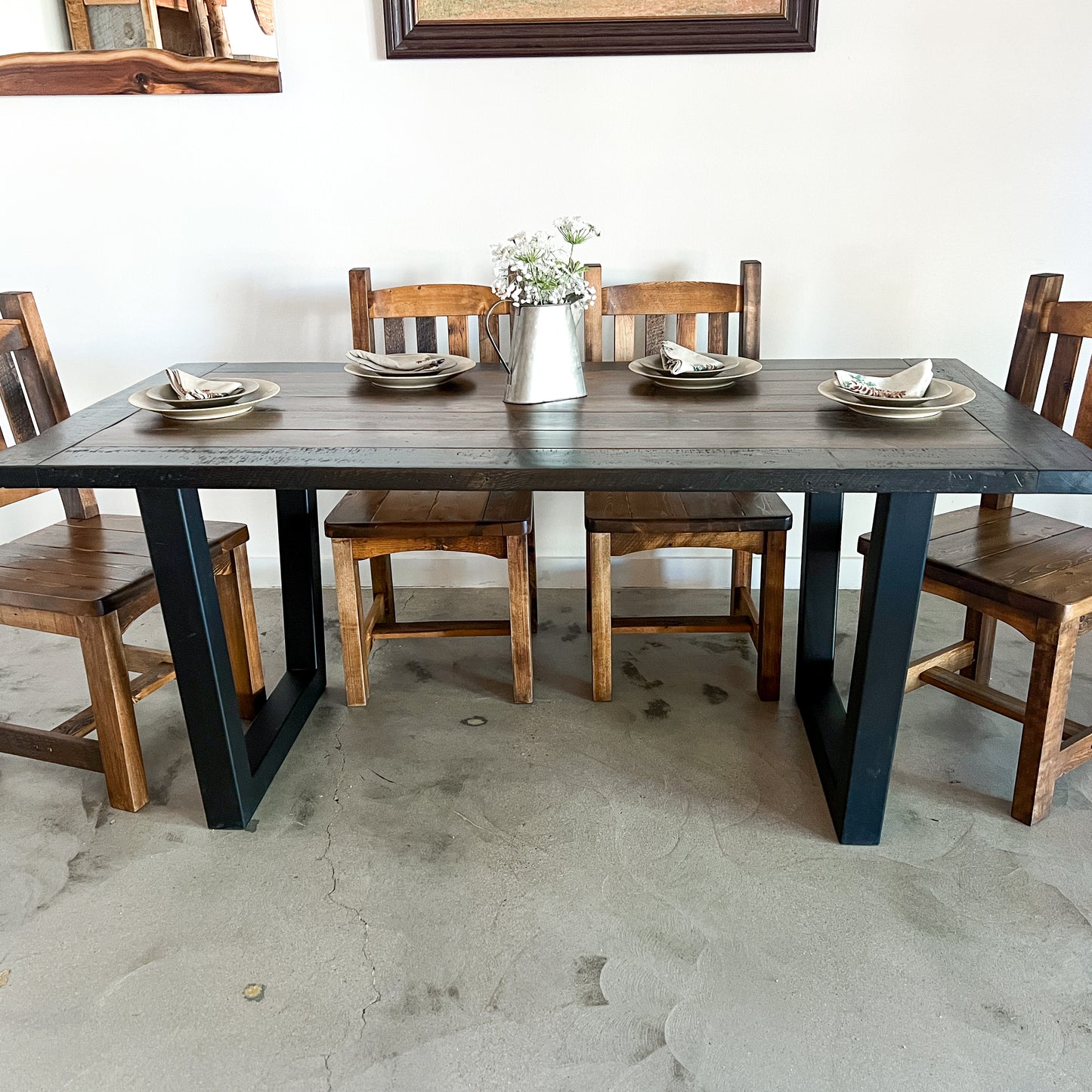Weathered Outlaw Trestle Dining Table