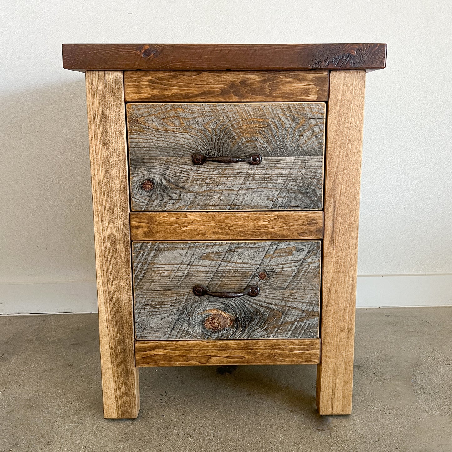 Natural Barnwood 2 Drawer Nightstand