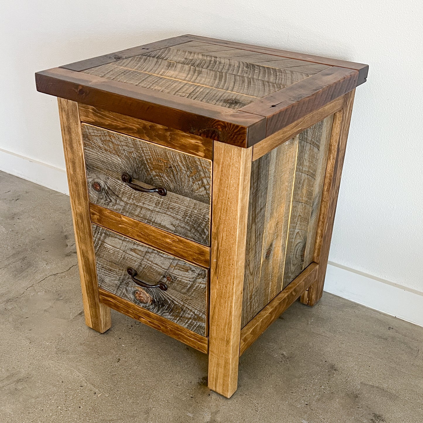 Natural Barnwood 2 Drawer Nightstand