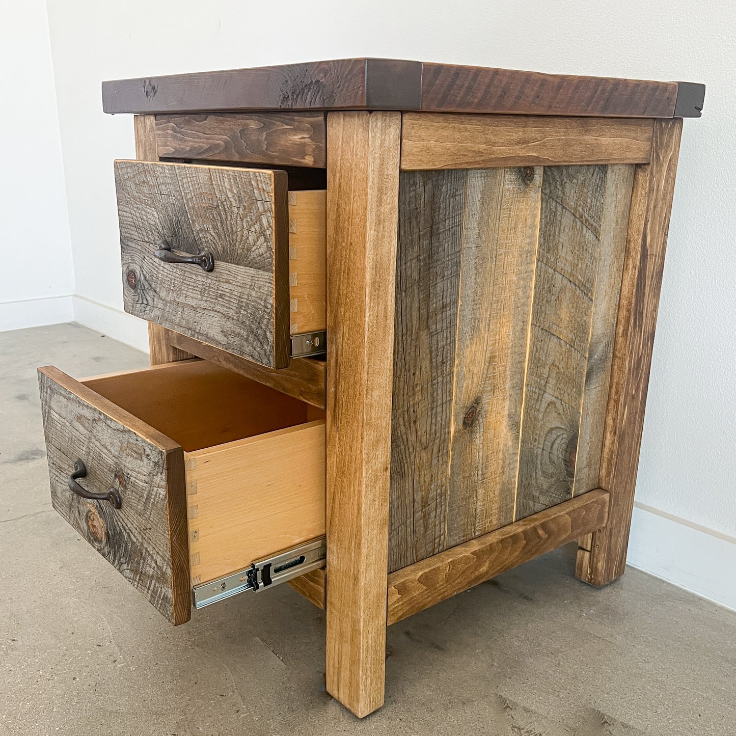 Natural Barnwood 2 Drawer Nightstand