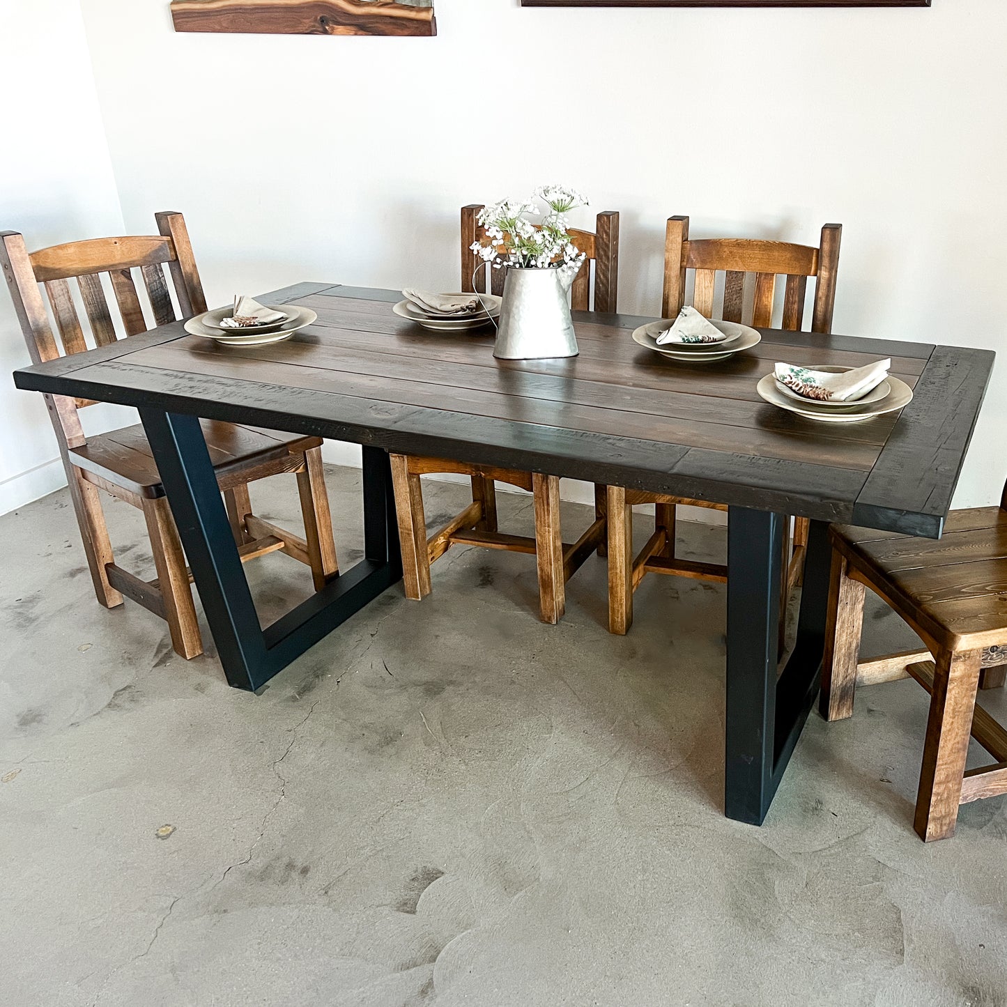 Weathered Outlaw Trestle Dining Table