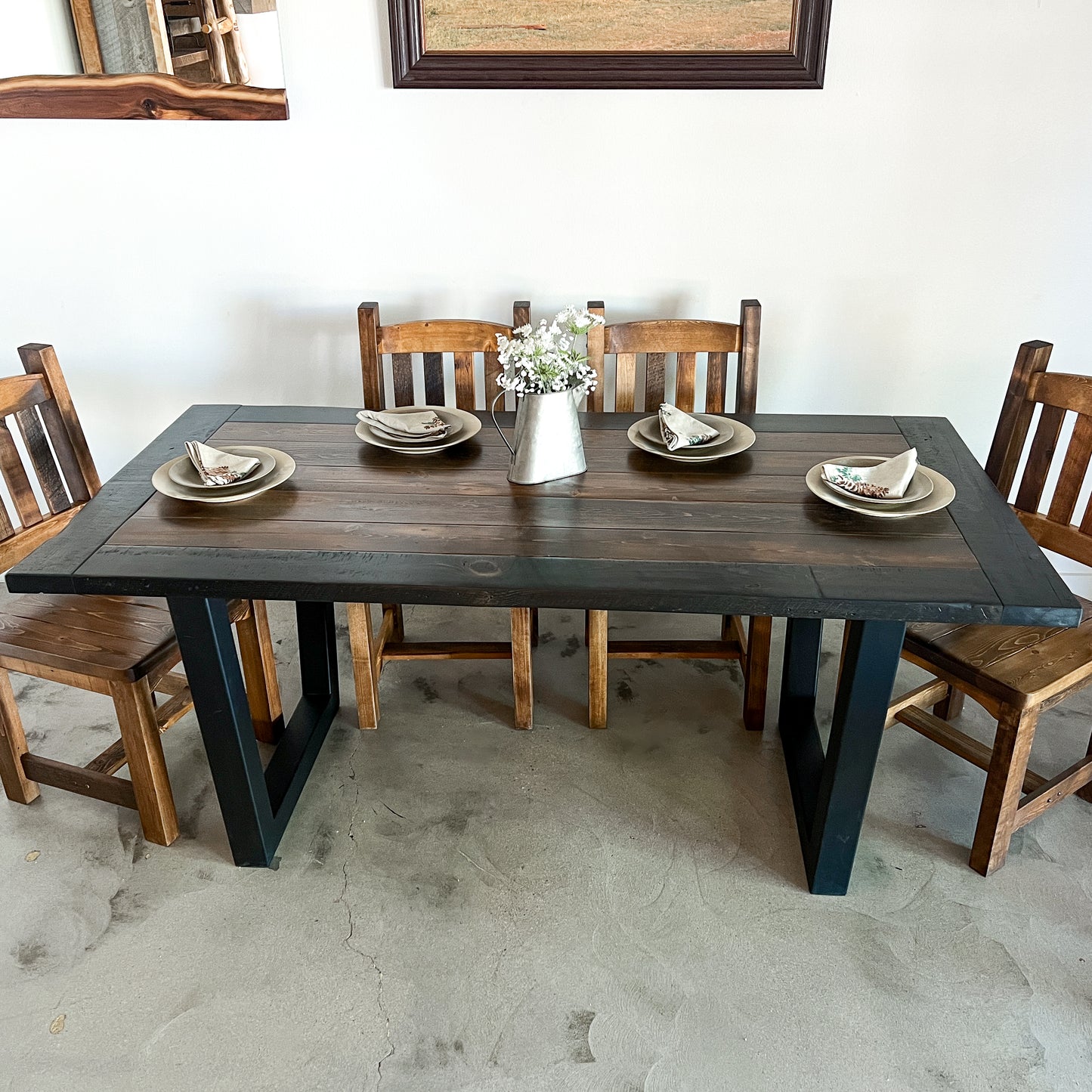 Weathered Outlaw Trestle Dining Table