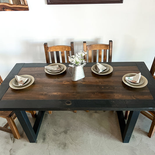 Weathered Outlaw Trestle Dining Table