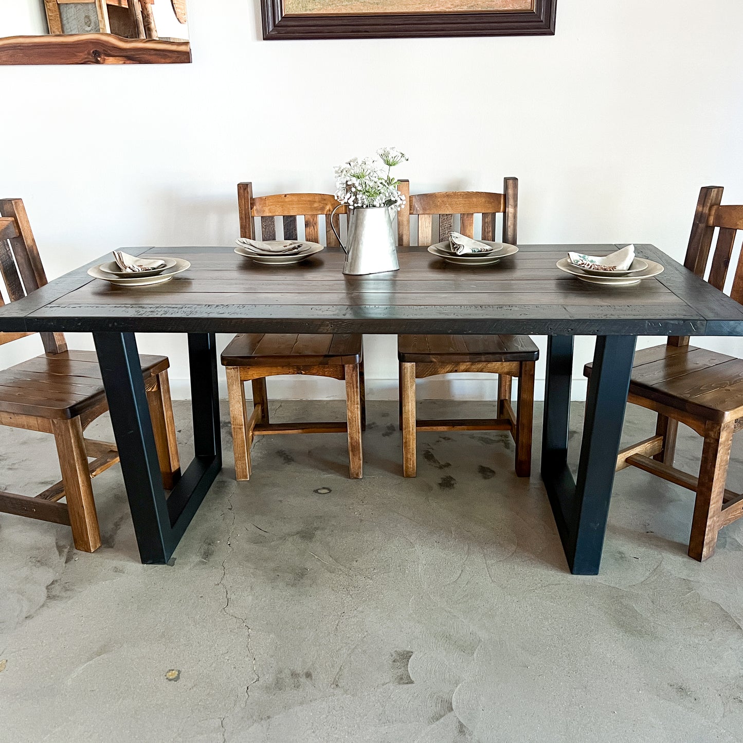 Weathered Outlaw Trestle Dining Table