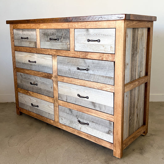 Natural Barnwood 9 Drawer Dresser- TALL