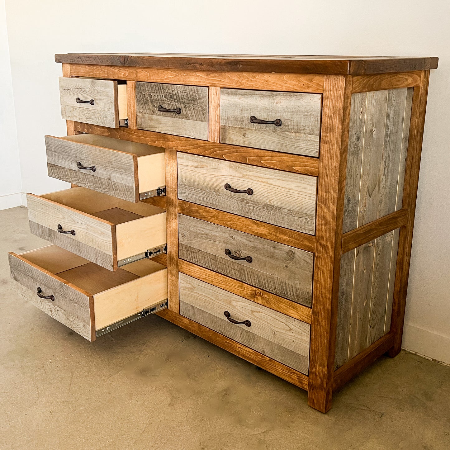 Natural Barnwood 9 Drawer Dresser- TALL