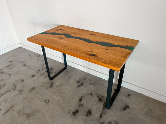 Epoxy River Desk - Alder with metal legs