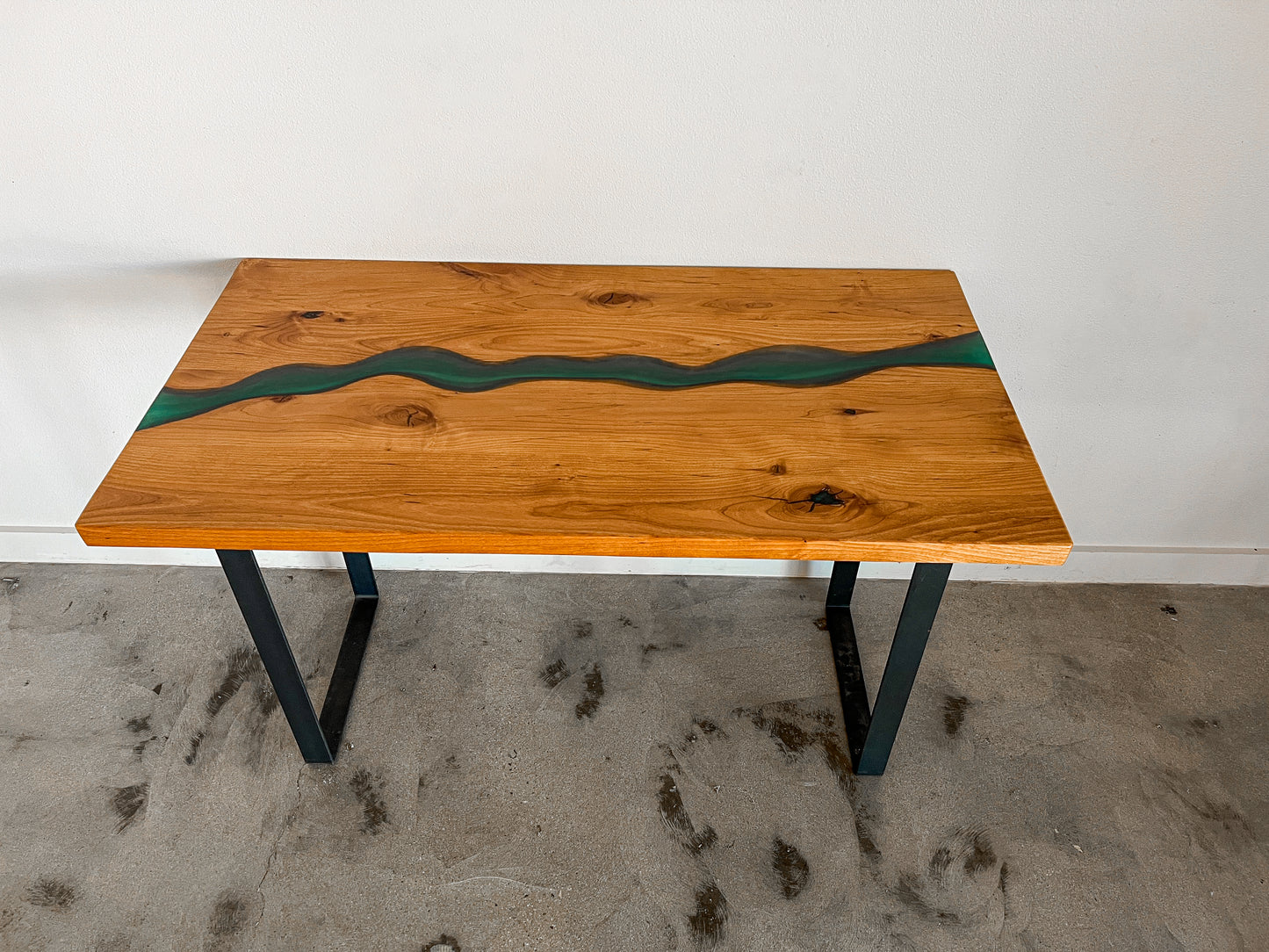 Epoxy River Desk - Alder with metal legs