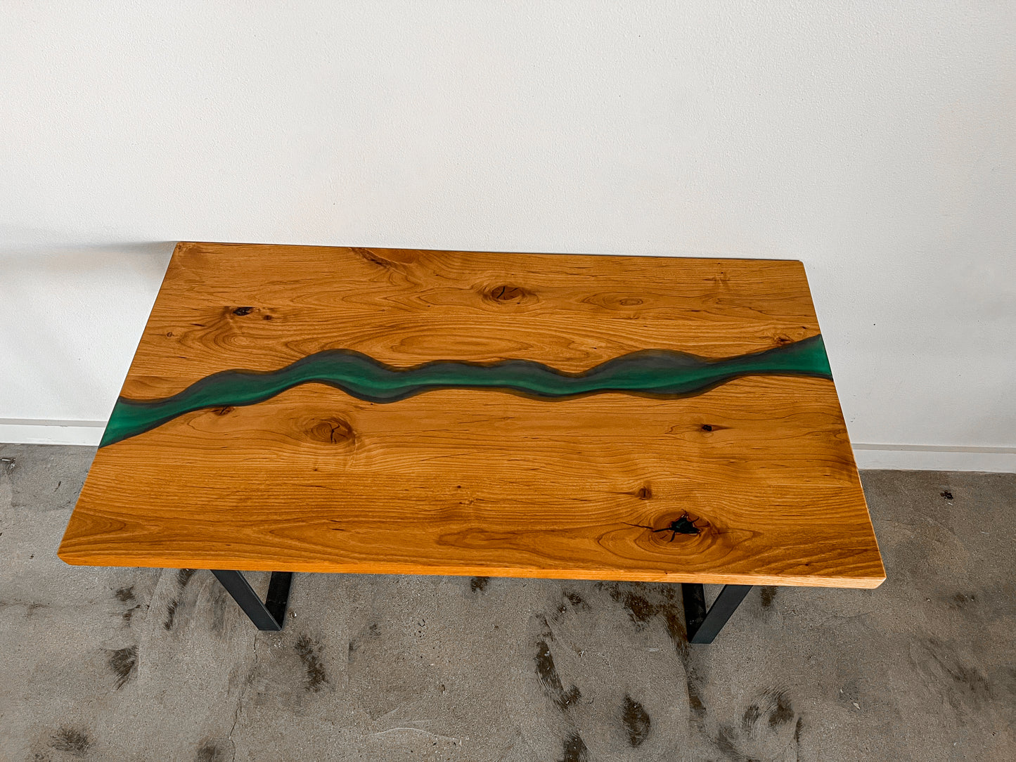 Epoxy River Desk - Alder with metal legs