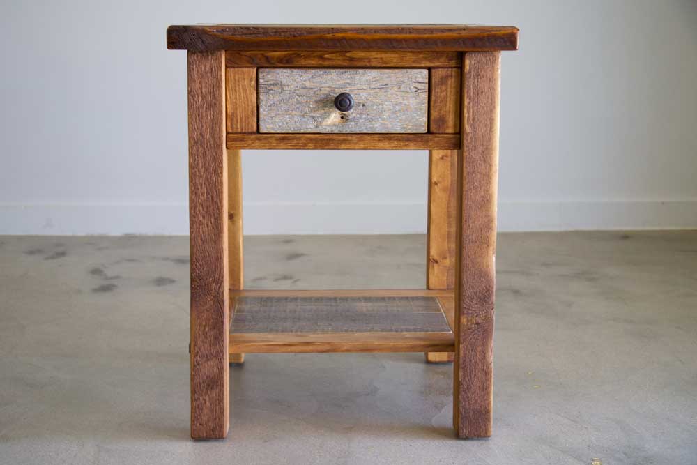 Natural Barnwood 1 Drawer Nightstand